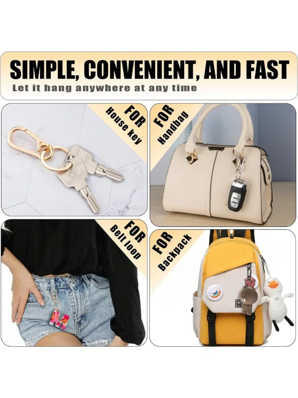 Metal Keychain Keyring Clip Holder Organizer for Home & Car - Key Finder for Men